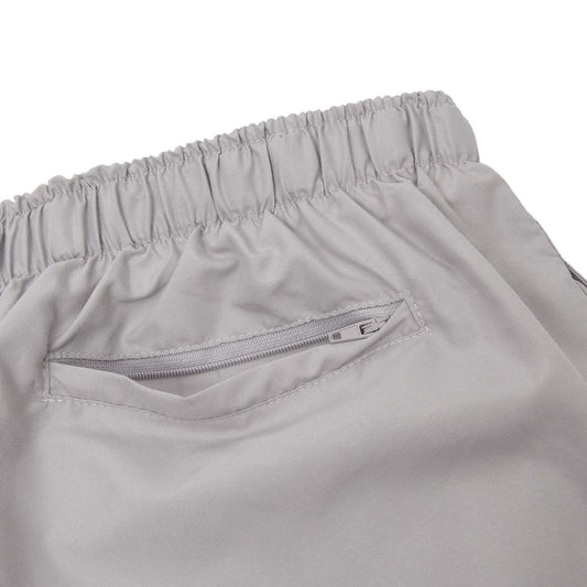 COBRA CAPS Microfiber Shorts in STONE — Back Pocket with Zipper Detail
