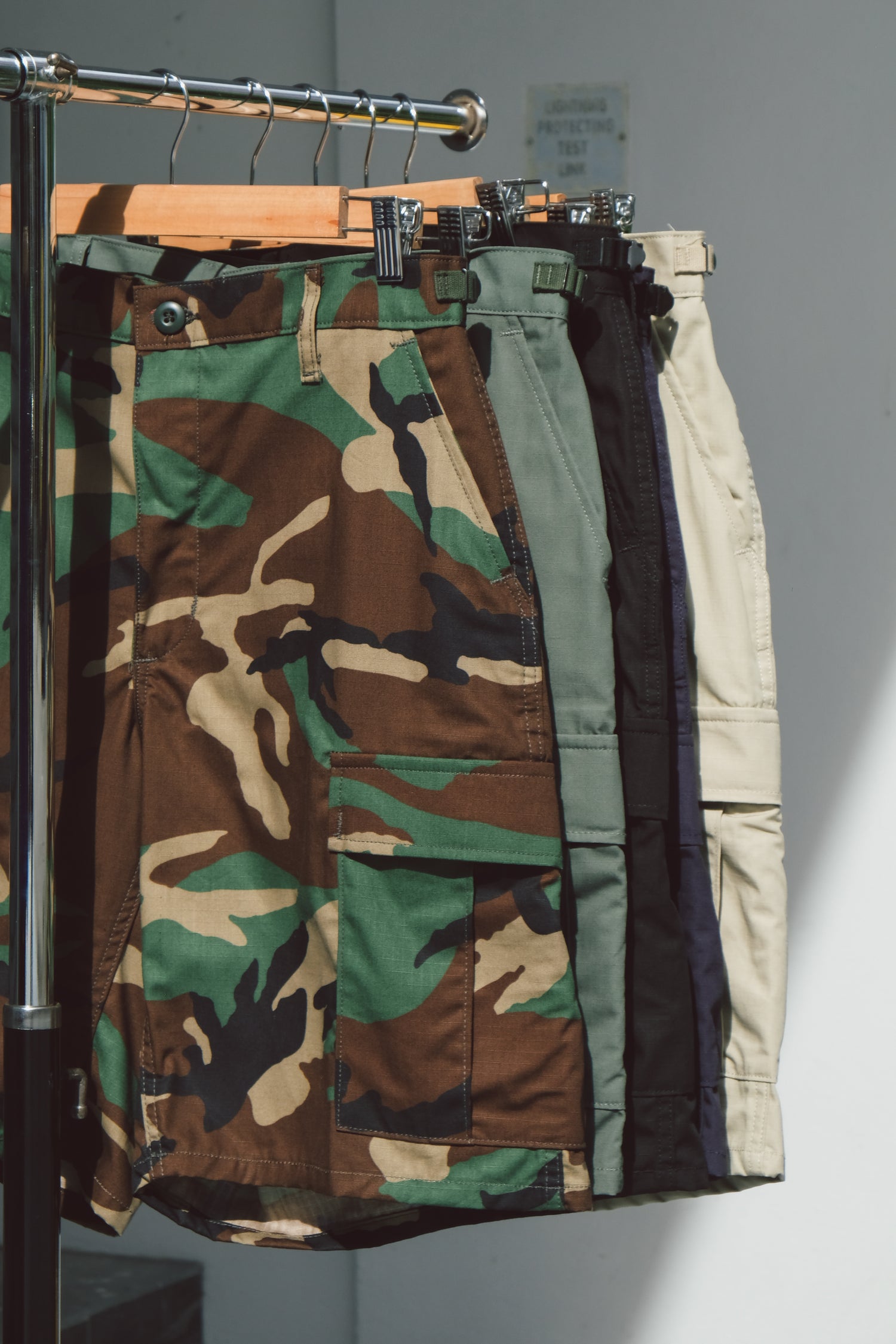 PROPPER BDU shorts in woodland camo, olive, black, and khaki – ripstop military cargo shorts Singapore