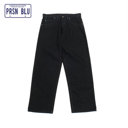 PRISON BLUES Relaxed Fit Jeans in Rinsed Black | Heavyweight Denim