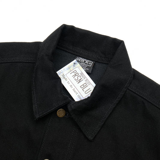 PRISON BLUES Western Jacket in Rinsed Black | Collar and Button Detail