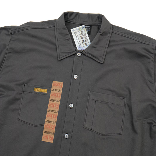 PRISON BLUES Short Sleeve Work Shirt in Charcoal | Chest Pocket and Collar Detail
