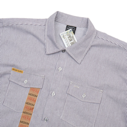 PRISON BLUES Short Sleeve Work Shirt in Hickory | Chest Pocket and Collar Detail