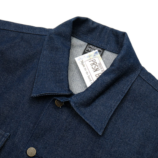 PRISON BLUES Yard Coat in Rigid Blue | Collar and Button Detail