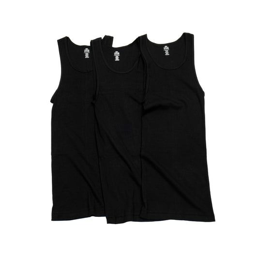 PROCLUB 3-Pack Ribbed A-Shirt in Black — Front View