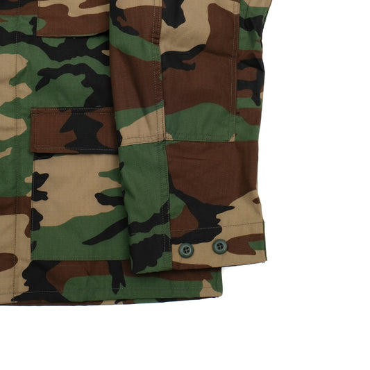 PROPPER BDU Coat in Woodland Camo — Ripstop Adjustable Cuff Details