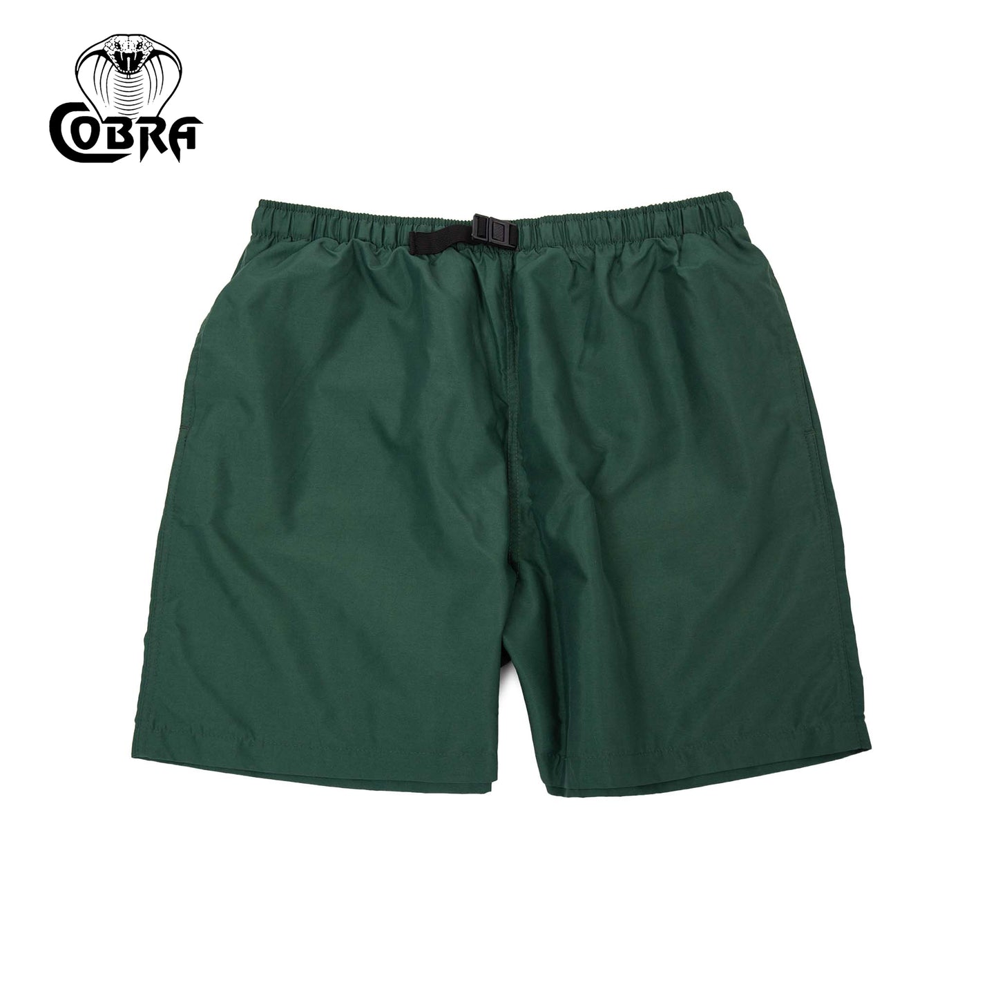 COBRA CAPS Microfiber Shorts in DARK GREEN — Quick-Dry Adjustable Buckle