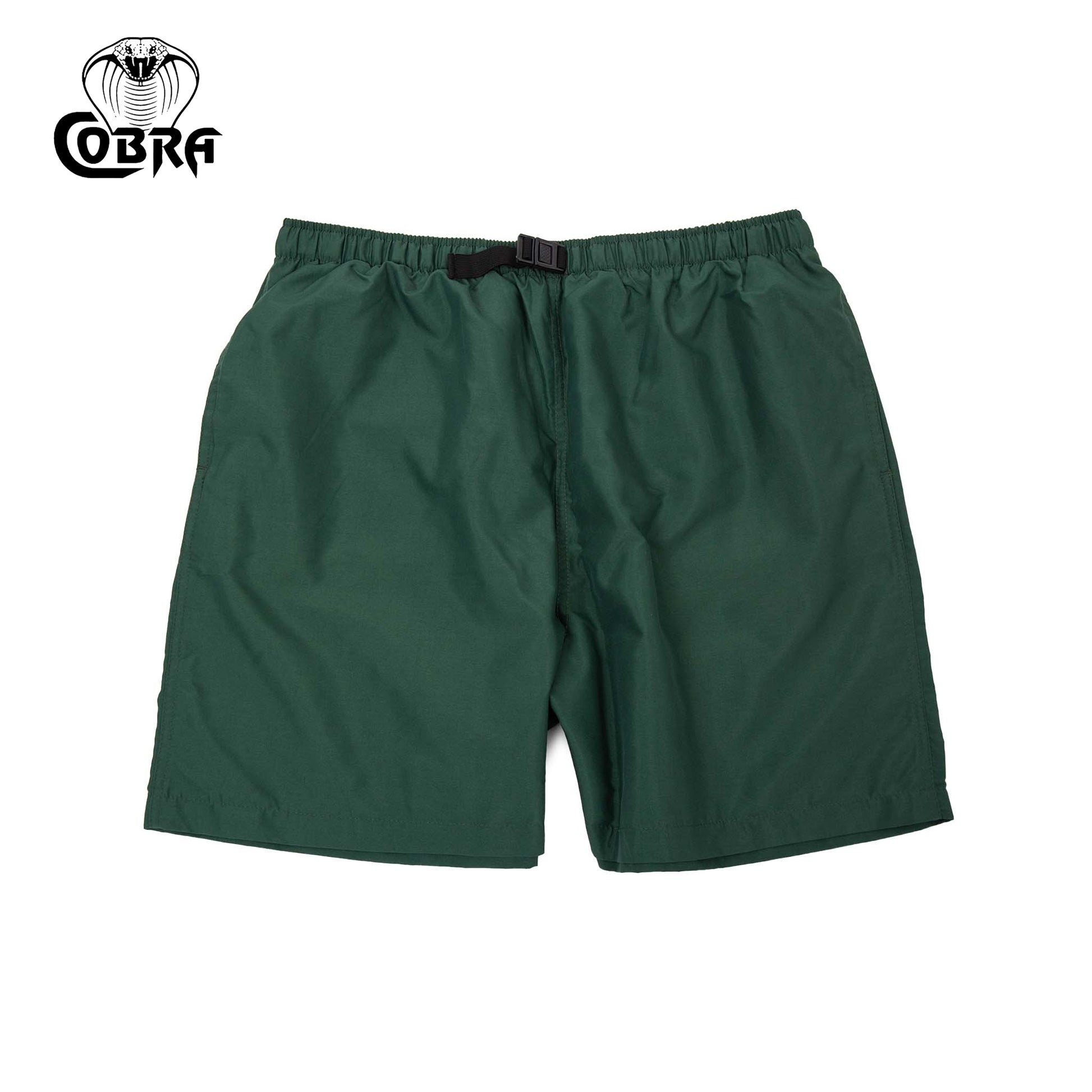 COBRA CAPS Microfiber Shorts in DARK GREEN — Quick-Dry Adjustable Buckle