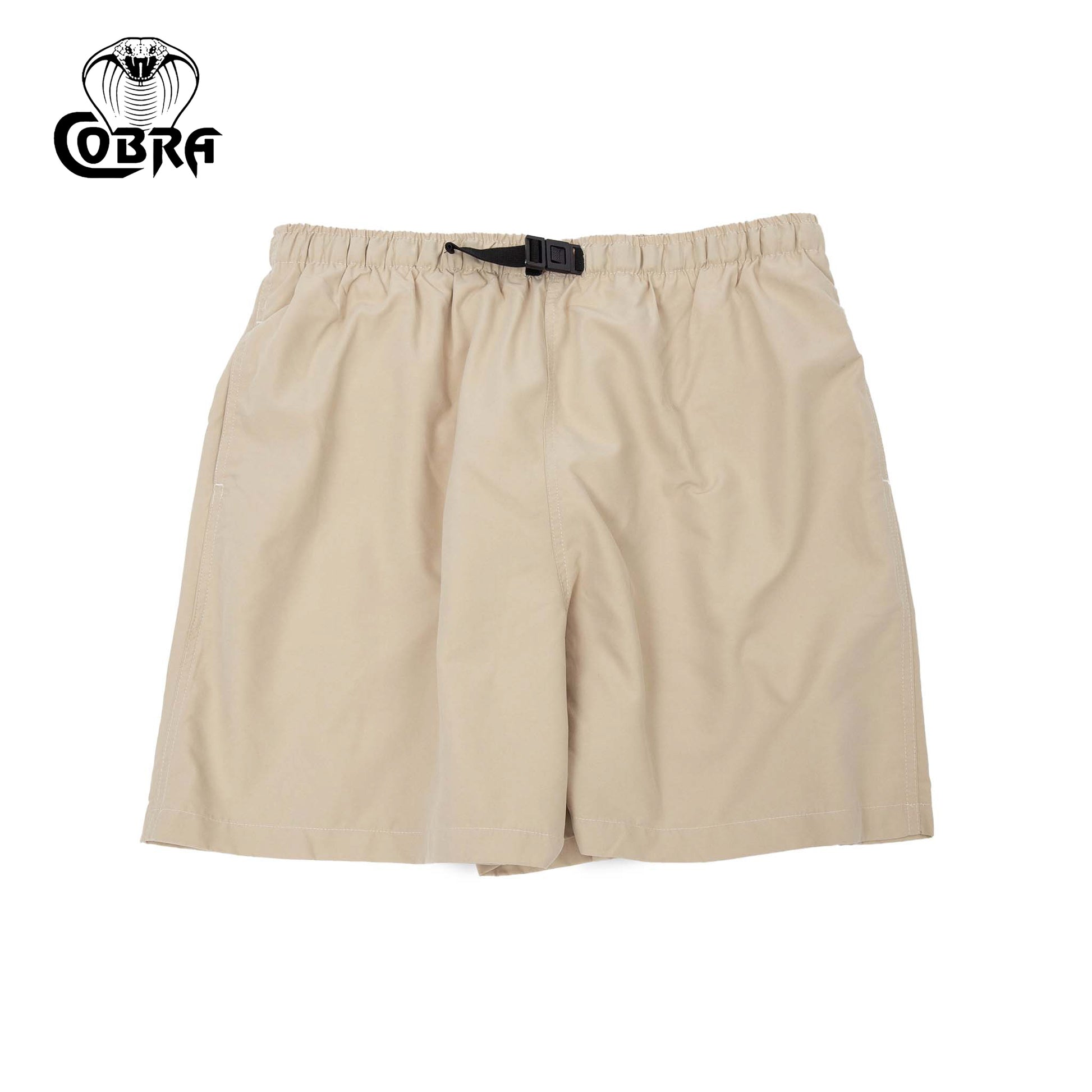 COBRA CAPS Microfiber Shorts in KHAKI — Quick-Dry Adjustable Buckle