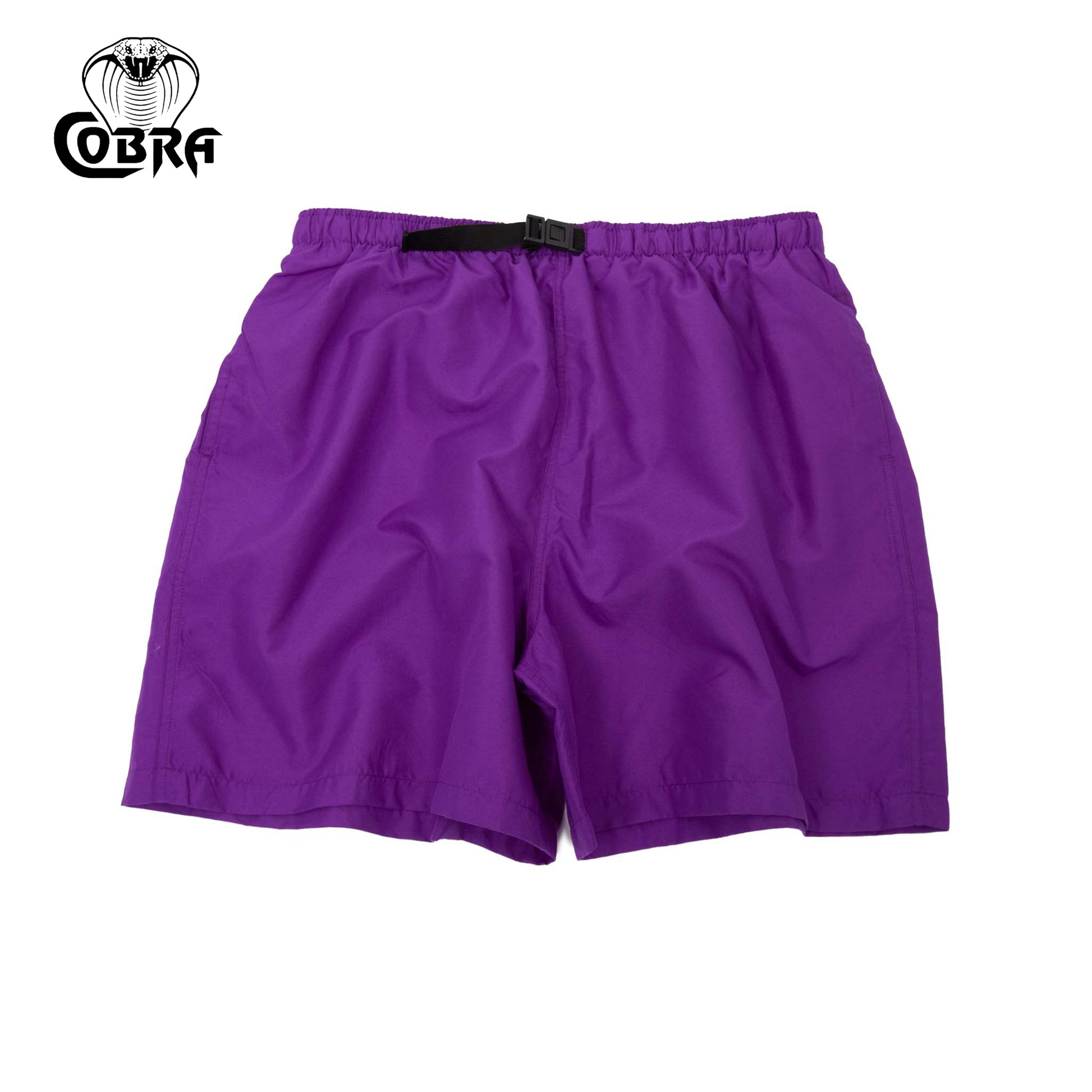 COBRA CAPS Microfiber Shorts in PURPLE — Quick-Dry Adjustable Buckle