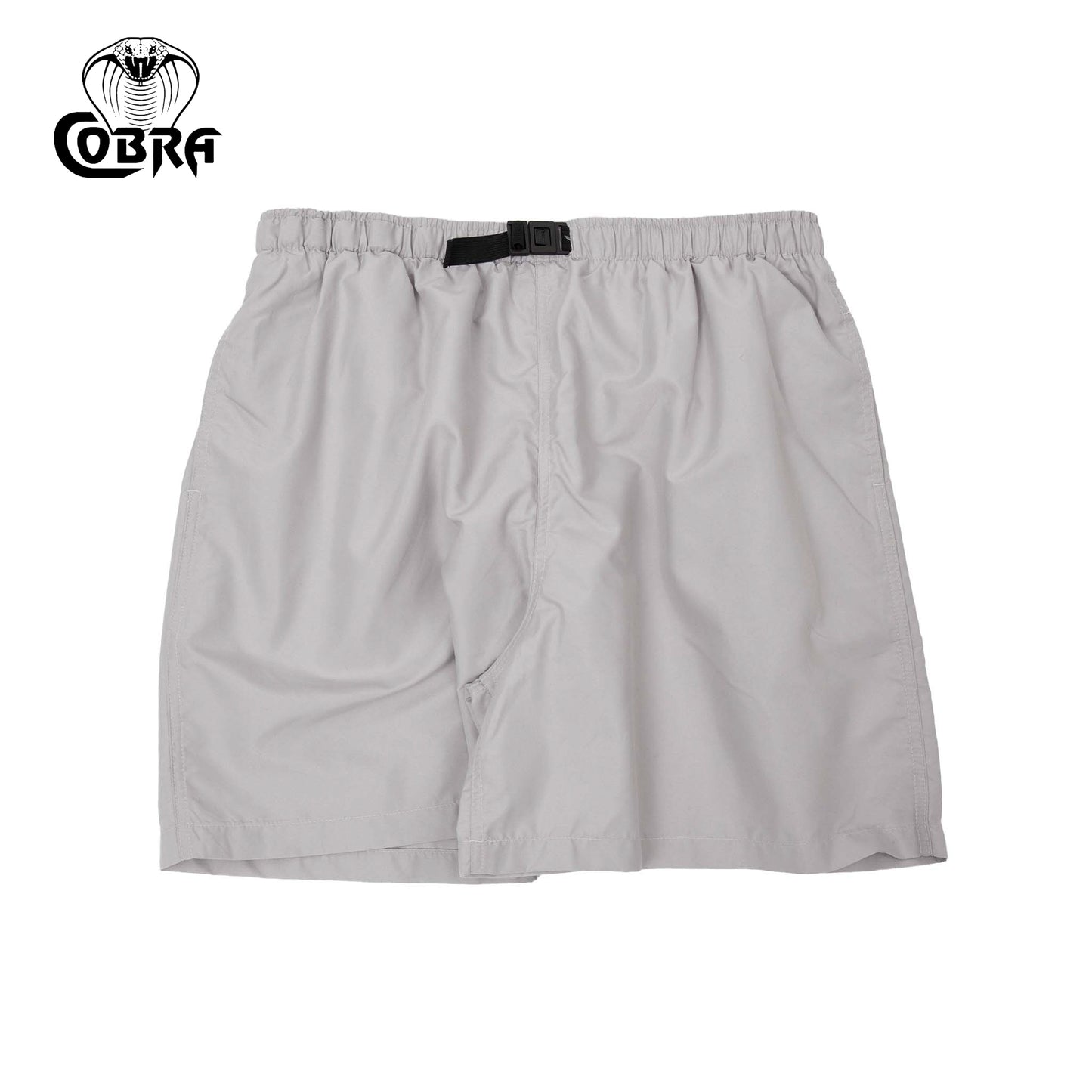 COBRA CAPS Microfiber Shorts in STONE — Quick-Dry Adjustable Buckle