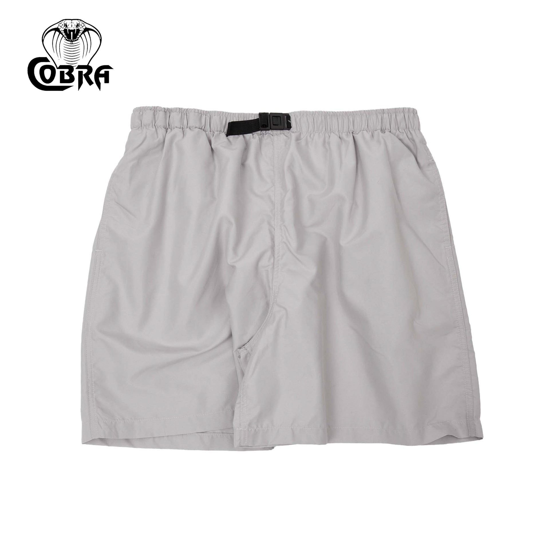 COBRA CAPS Microfiber Shorts in STONE — Quick-Dry Adjustable Buckle