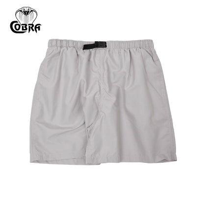 COBRA CAPS Microfiber Shorts in STONE — Quick-Dry Adjustable Buckle