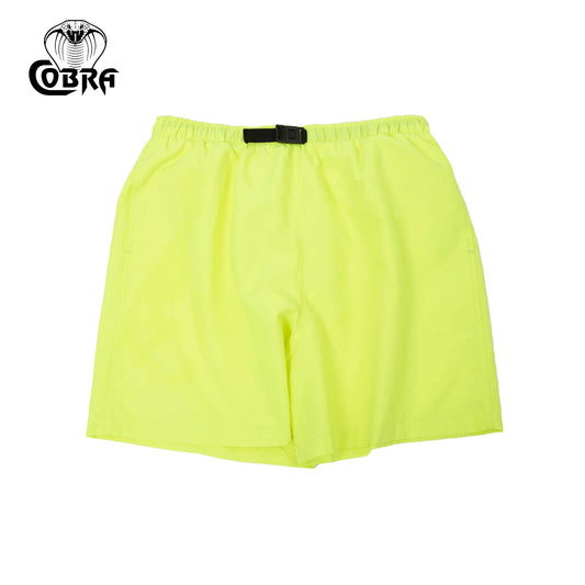 COBRA CAPS Microfiber Shorts in SAFETY GREEN — Quick-Dry Adjustable Buckle