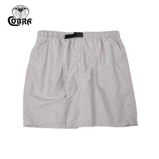 COBRA CAPS Microfiber Shorts in STONE — Quick-Dry Adjustable Buckle
