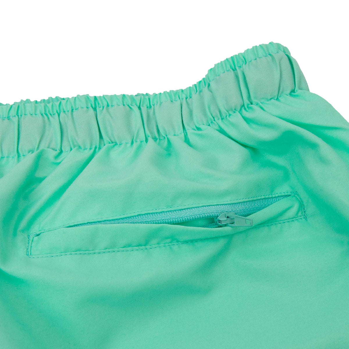 COBRA CAPS Microfiber Shorts in MINT — Back Pocket with Zipper Detail