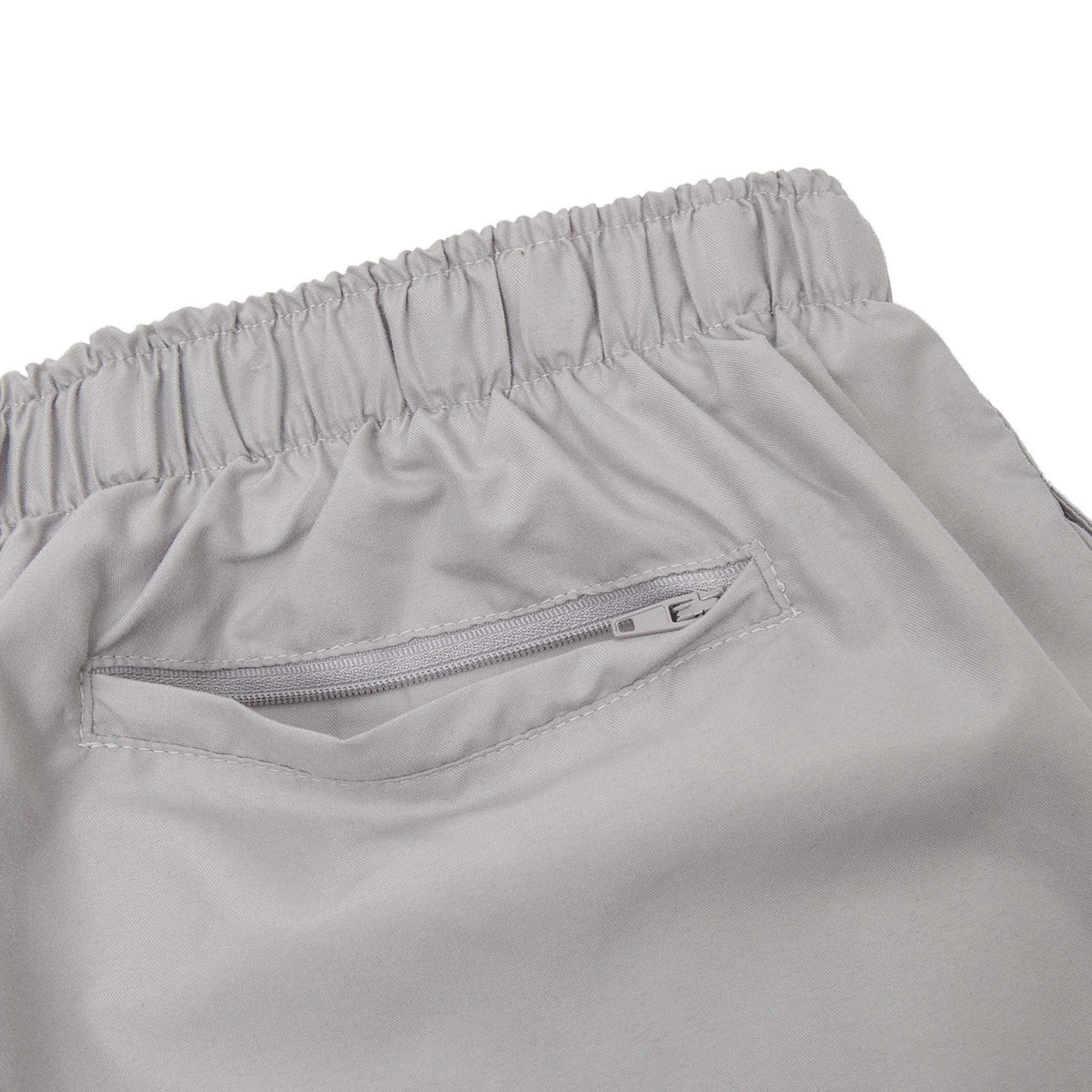 COBRA CAPS Microfiber Shorts in STONE — Back Pocket with Zipper Detail