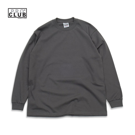 PROCLUB 6.5oz Heavyweight Long Sleeve Tee in Graphite — Heavyweight USA Cotton
