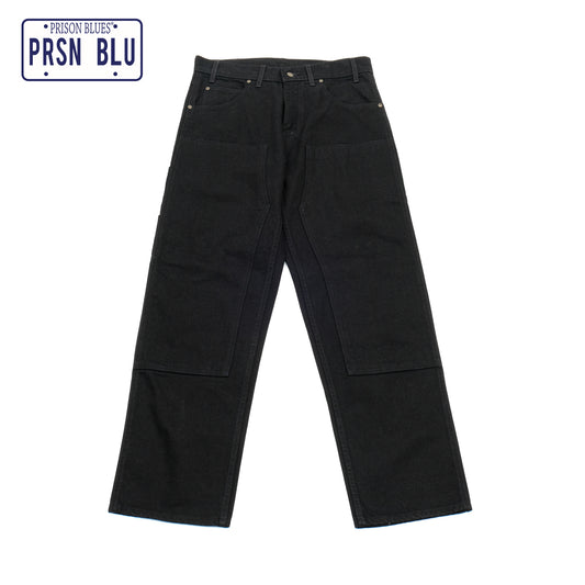 PRISON BLUES Double Knee Jeans in Rinsed Black | Heavyweight Denim