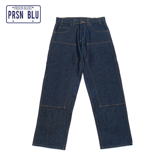 PRISON BLUES Double Knee Jeans in Rigid Blue | Heavyweight Denim