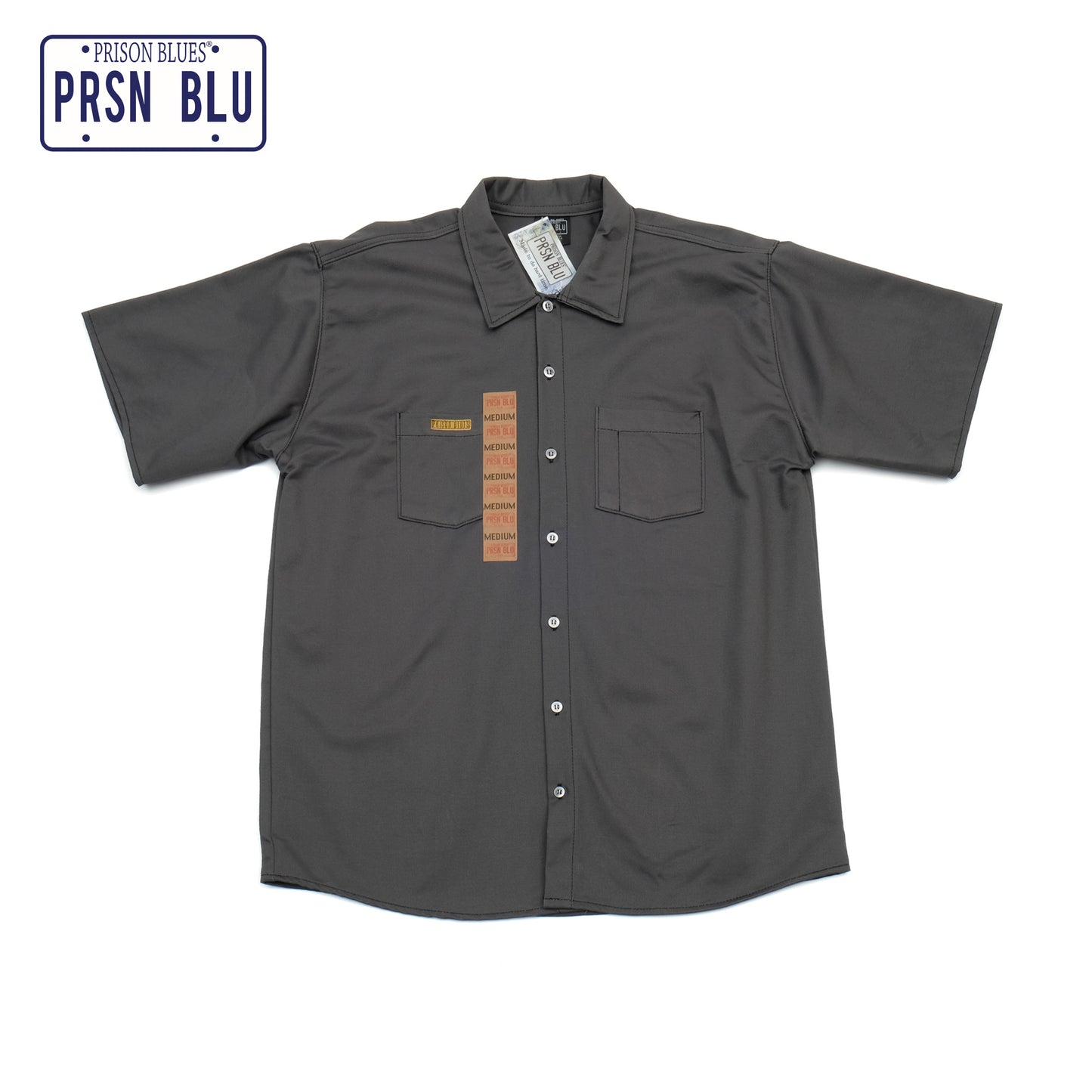 PRISON BLUES Short Sleeve Work Shirt in Charcoal | Made in USA
