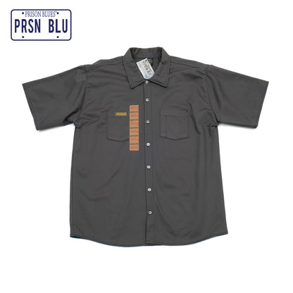 PRISON BLUES Short Sleeve Work Shirt in Charcoal | Made in USA