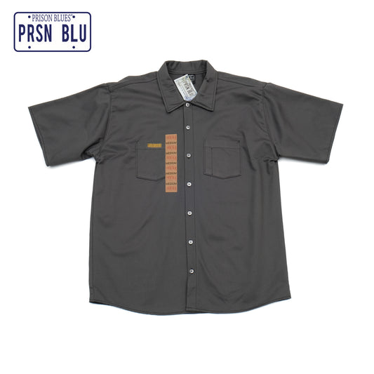 PRISON BLUES Short Sleeve Work Shirt in Charcoal | Made in USA