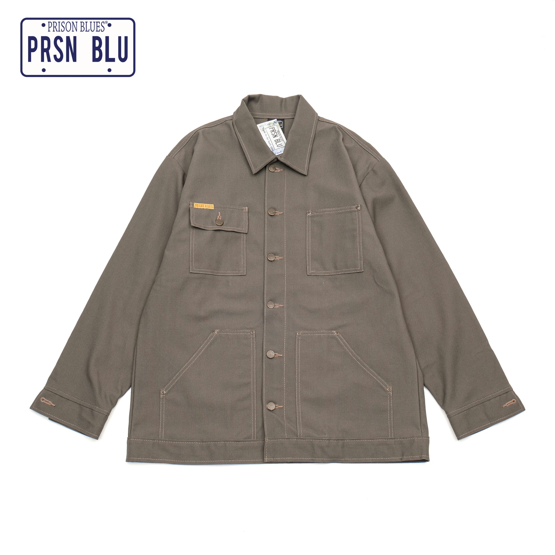 PRISON BLUES Yard Coat in Rigid Olive | Heavyweight Denim Workwear 