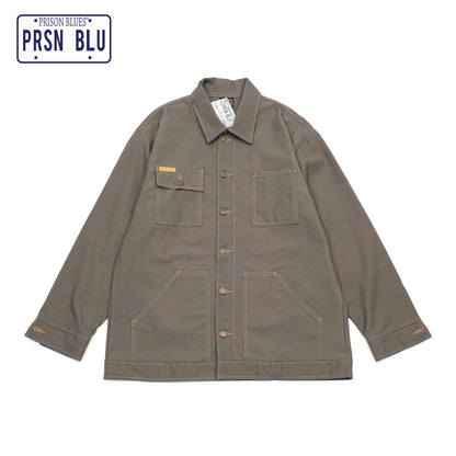 PRISON BLUES Yard Coat in Rigid Olive | Heavyweight Denim Workwear 