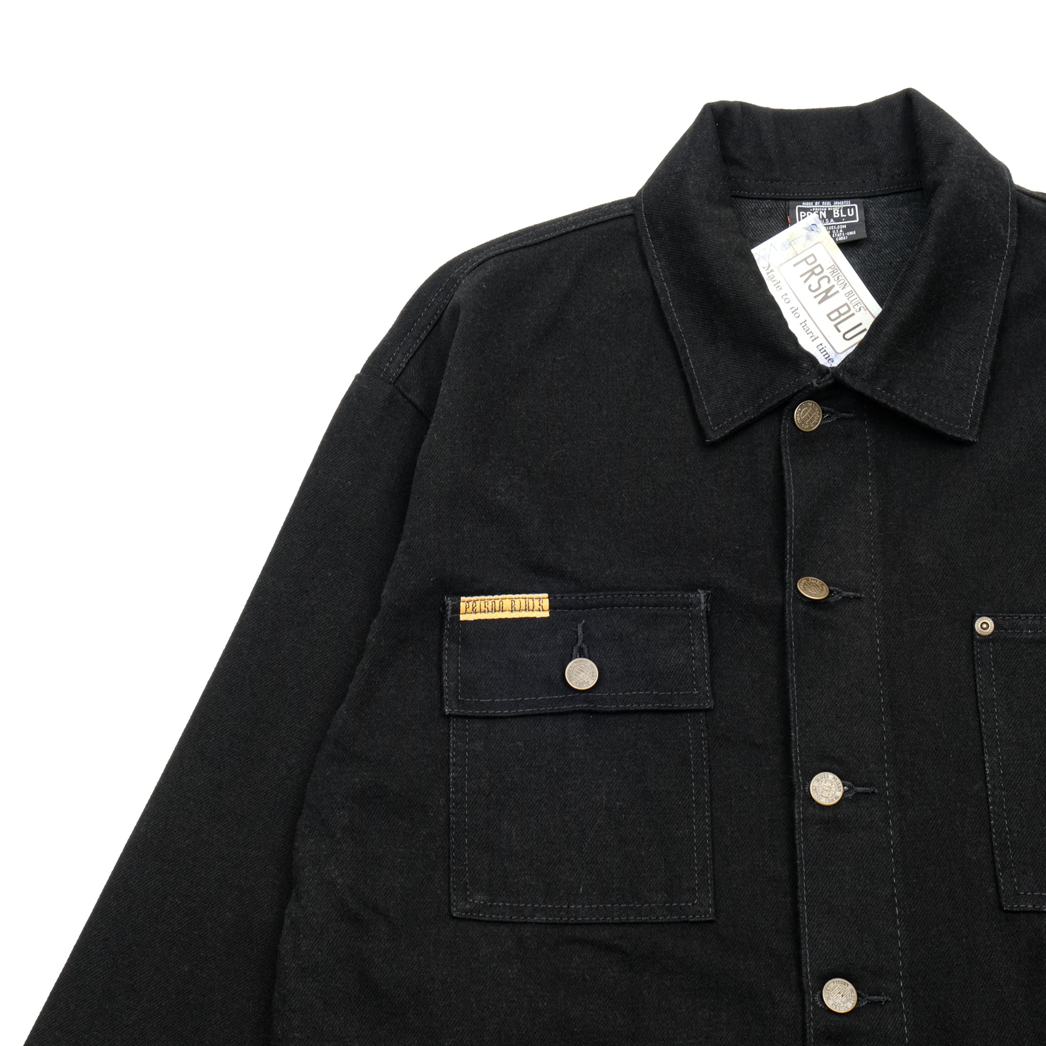 PRISON BLUES YARD COAT - RINSED BLACK | Heavyweight Denim Workwear