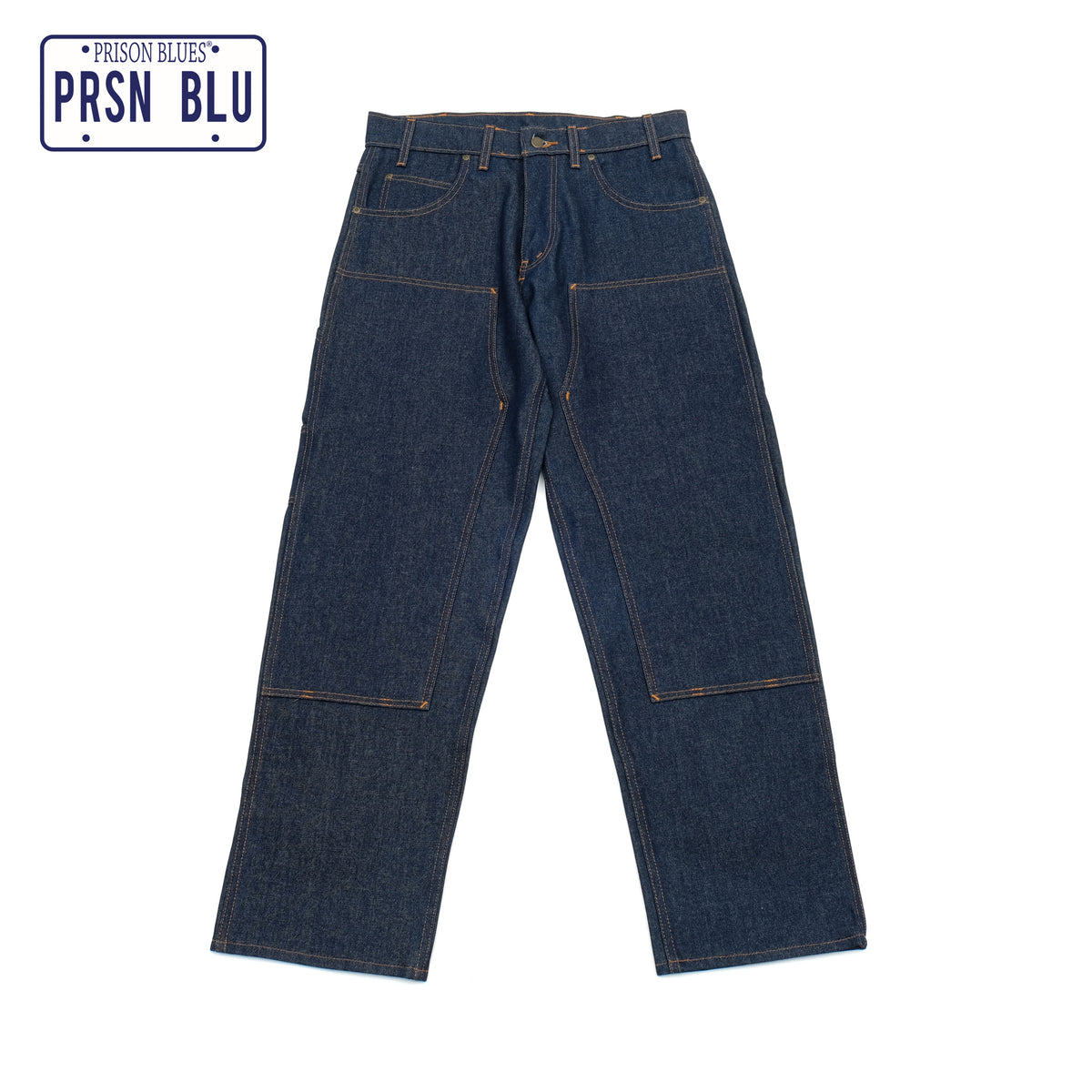 PRISON BLUES Double Knee Jeans in Rigid Blue | Heavyweight Denim
