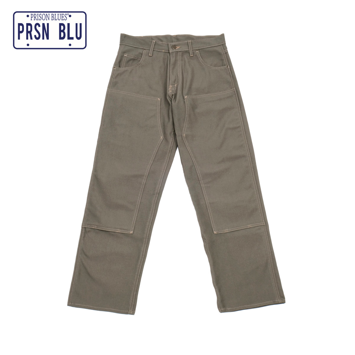 PRISON BLUES Double Knee Jeans in Rigid Olive | Heavyweight Denim