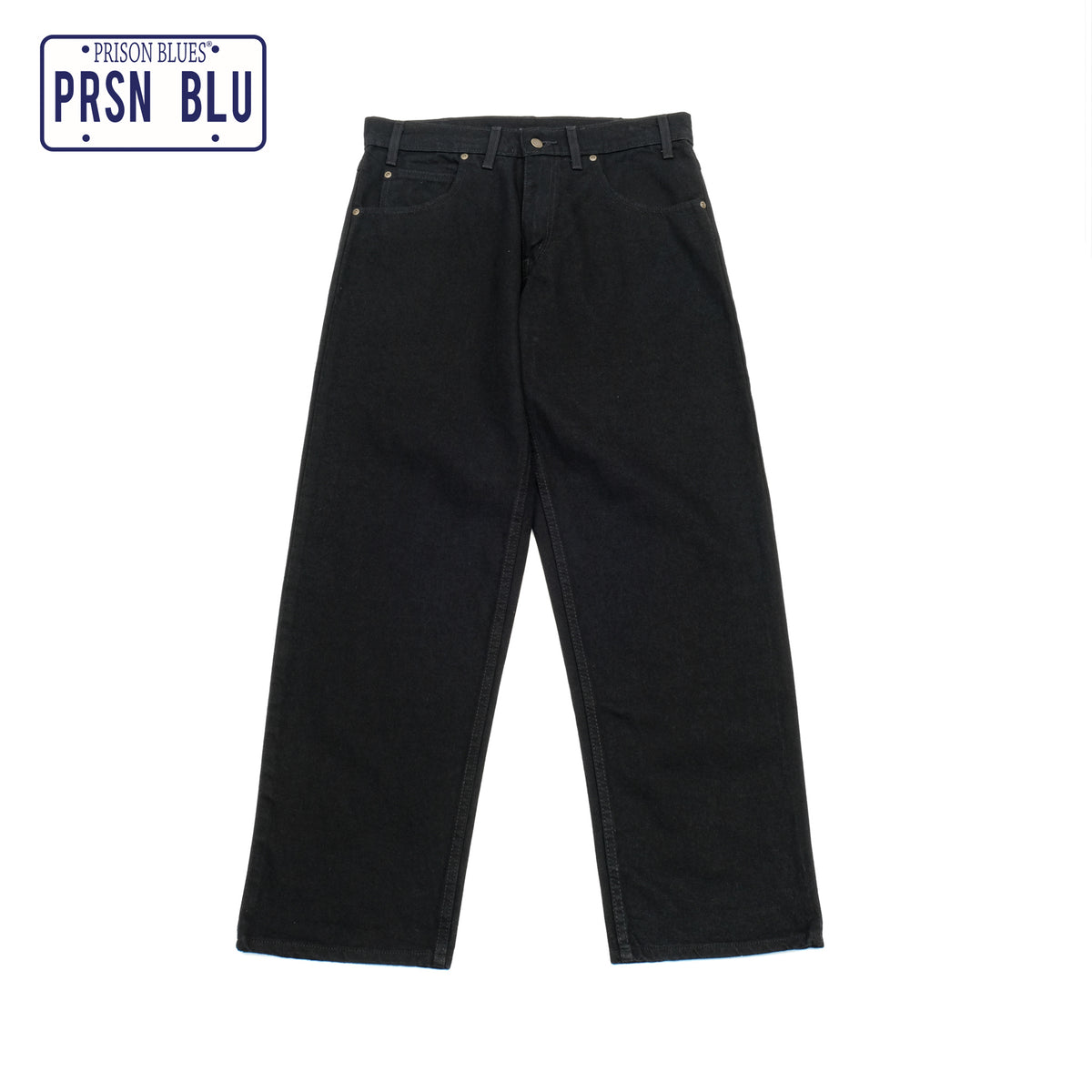 PRISON BLUES Relaxed Fit Jeans in Rinsed Black | Heavyweight Denim