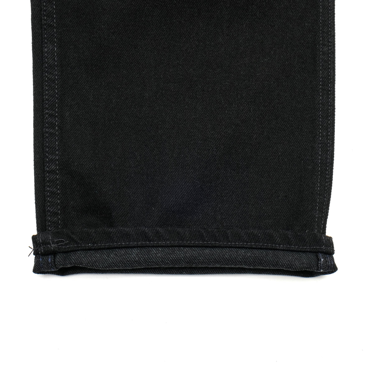 PRISON BLUES Heavyweight Jeans in Rinsed Black | Hem Detail