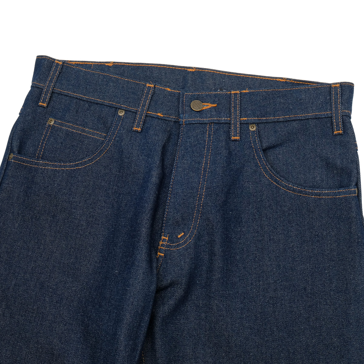 PRISON BLUES Relaxed Fit Jeans in Rigid Blue | Front Pocket Detail