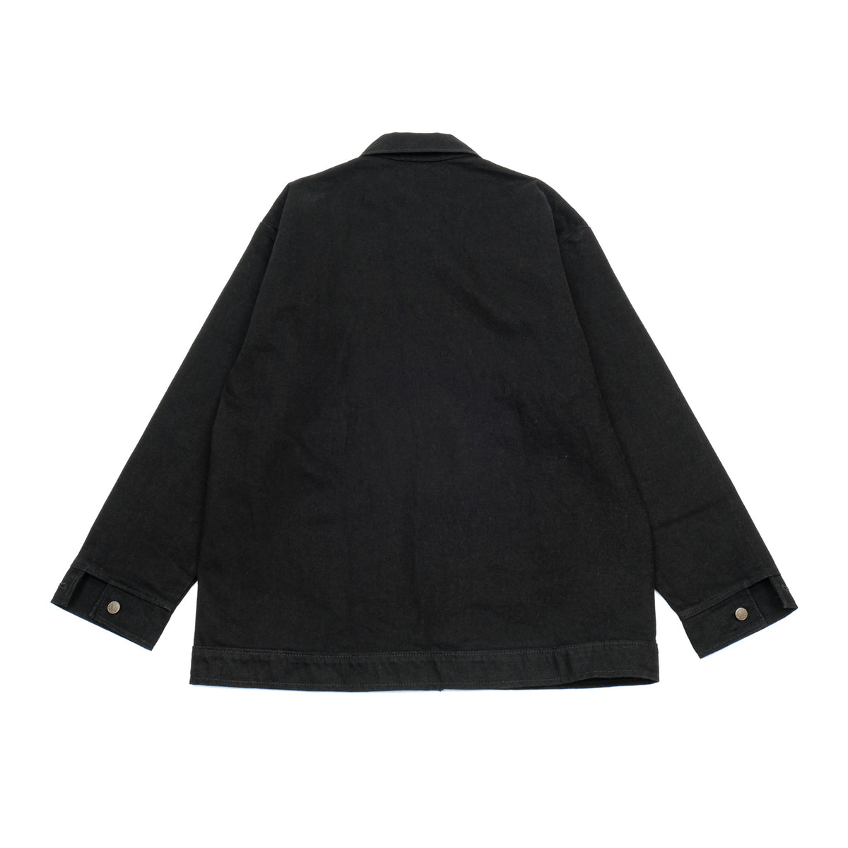 PRISON BLUES Yard Coat in Rinsed Black | Heavyweight Denim Back View