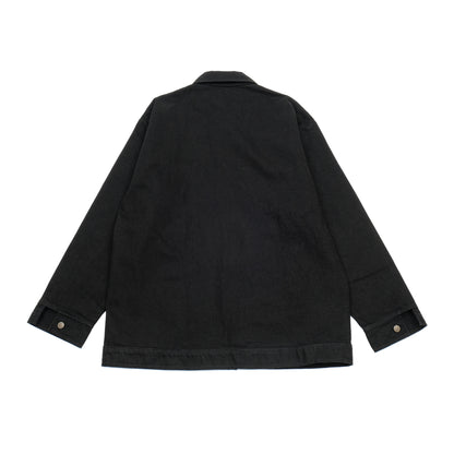 PRISON BLUES Yard Coat in Rinsed Black | Heavyweight Denim Back View