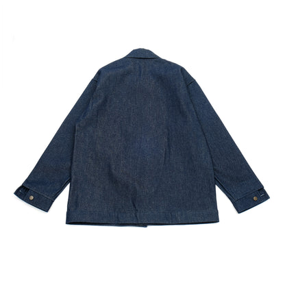 PRISON BLUES Yard Coat in Rigid Blue | Heavyweight Denim Back View