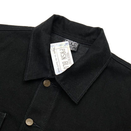 PRISON BLUES Yard Coat in Rinsed Black | Collar and Button Detail