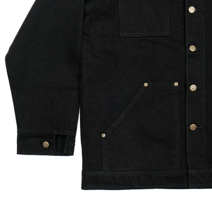 PRISON BLUES Yard Coat in Rinsed Black | Adjustable Button Cuff and Pocket Detail