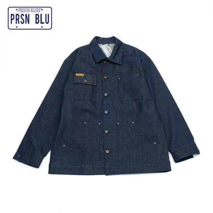 PRISON BLUES Yard Coat in Rigid Blue | Heavyweight Denim Workwear 