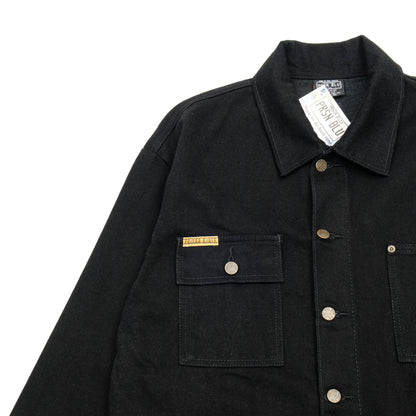 PRISON BLUES Yard Coat in Rinsed Black | Chest and Hand Pocket Detail