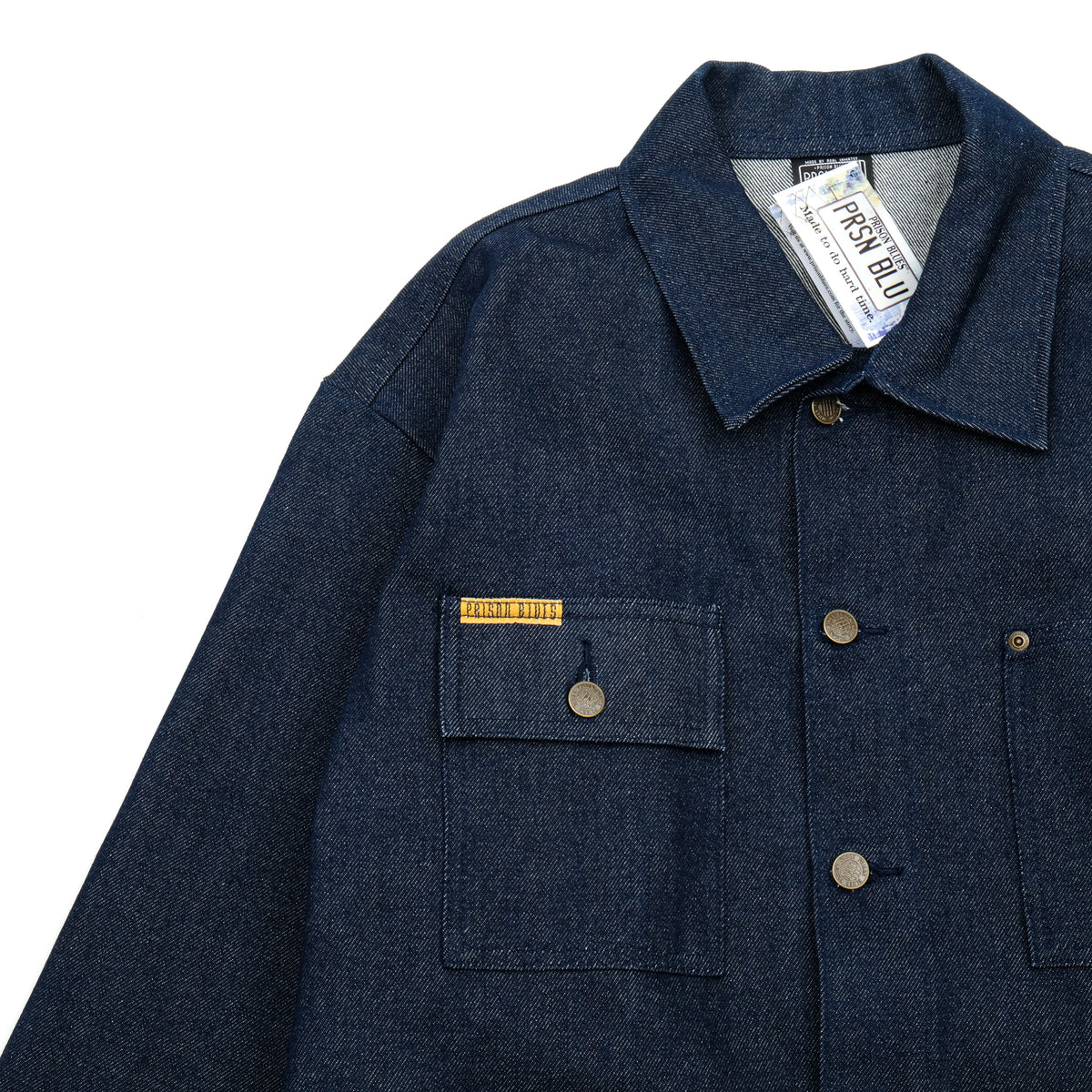 PRISON BLUES Yard Coat in Rigid Blue | Chest and Hand Pocket Detail