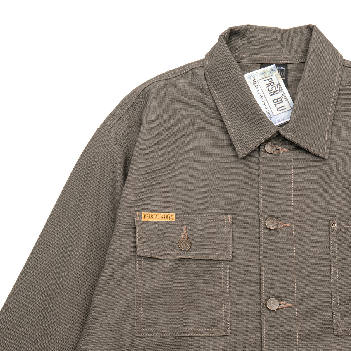 PRISON BLUES Yard Coat in Rigid Olive | Chest and Hand Pocket Detail