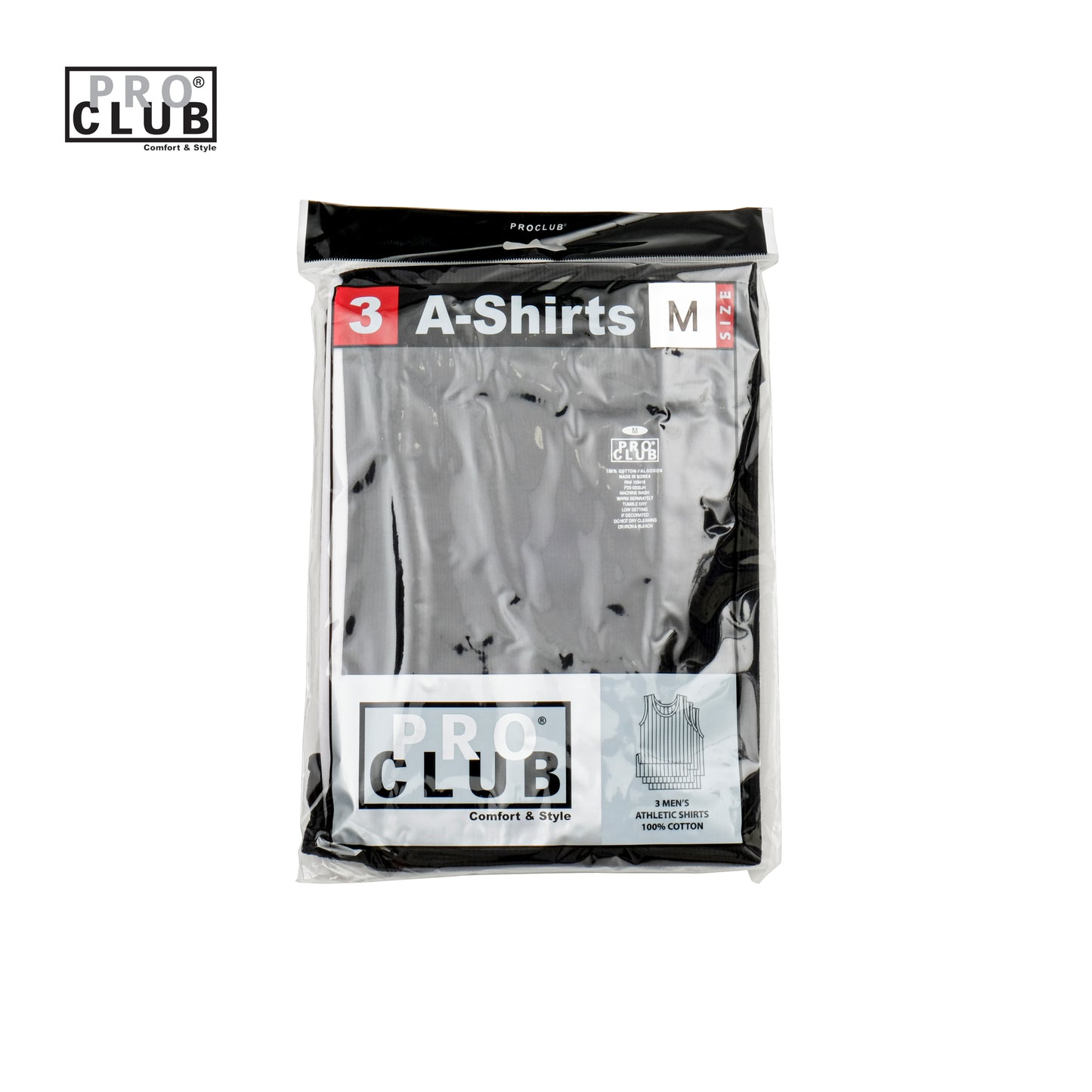 PROCLUB / BLACK / 3-PACK PREMIUM RINGSPUN COTTON RIBBED A-SHIRT