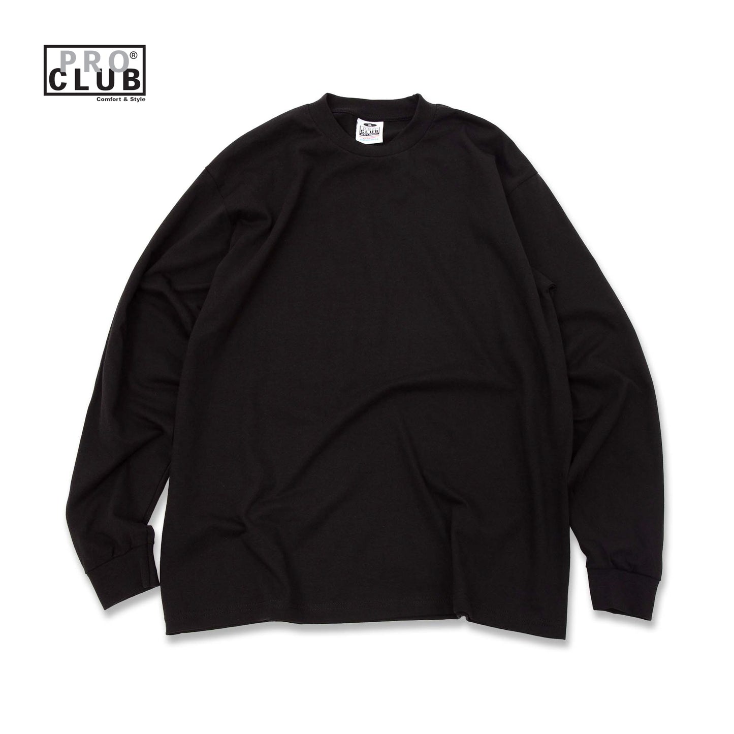 PROCLUB 6.5oz Heavyweight Long Sleeve Tee in Black — Heavyweight USA Cotton