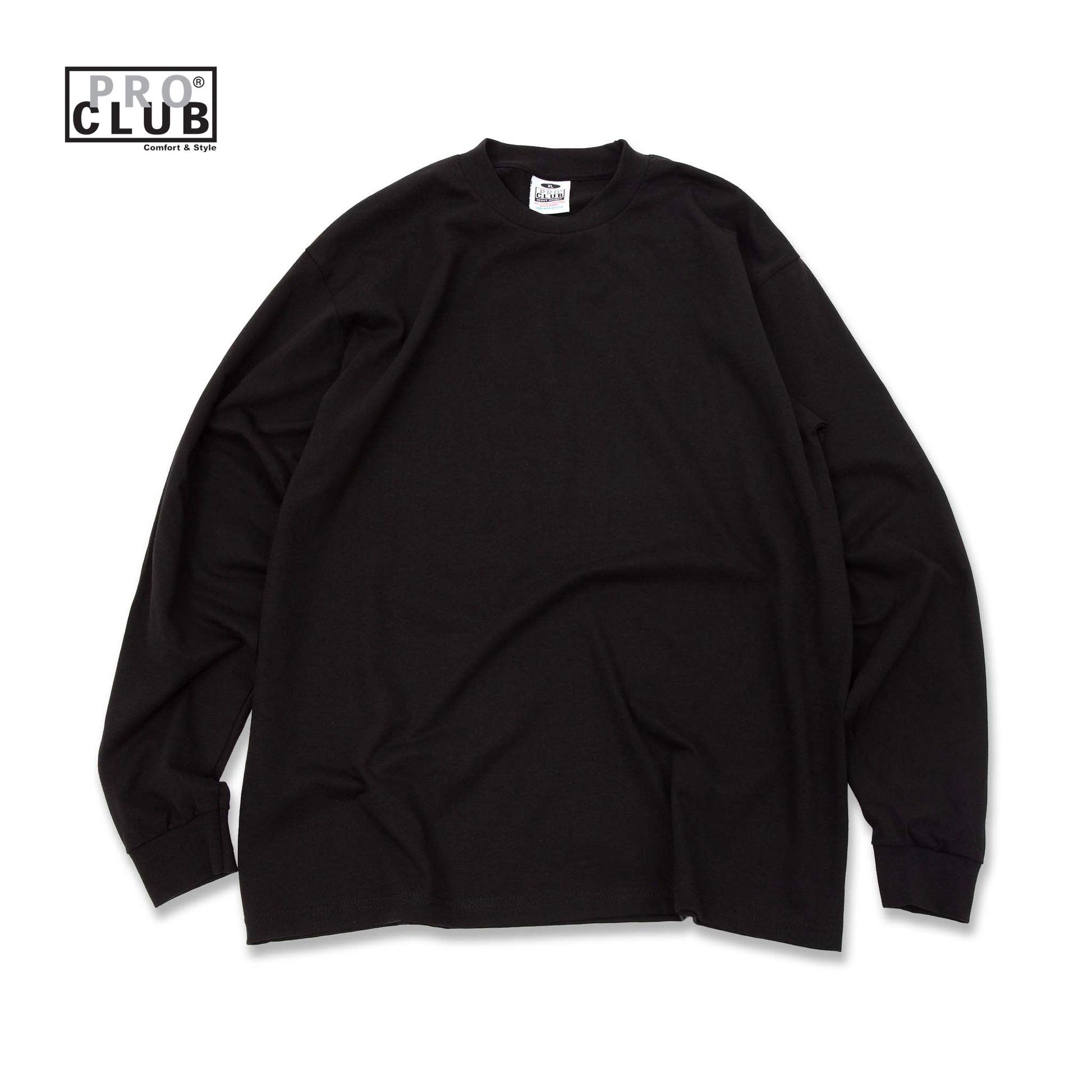PROCLUB 6.5oz Heavyweight Long Sleeve Tee in Black — Heavyweight USA Cotton