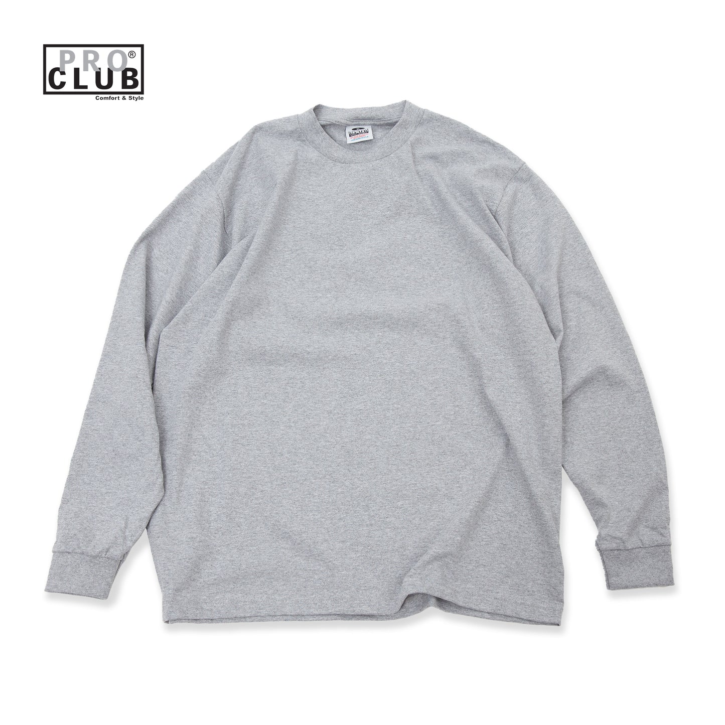 PROCLUB 6.5oz Heavyweight Long Sleeve Tee in H.Gray — Heavyweight USA Cotton