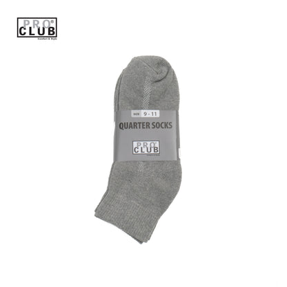 PROCLUB 6.5oz Heavyweight 3-Pack Quarter Socks in H.Gray — Heavyweight USA Cotton