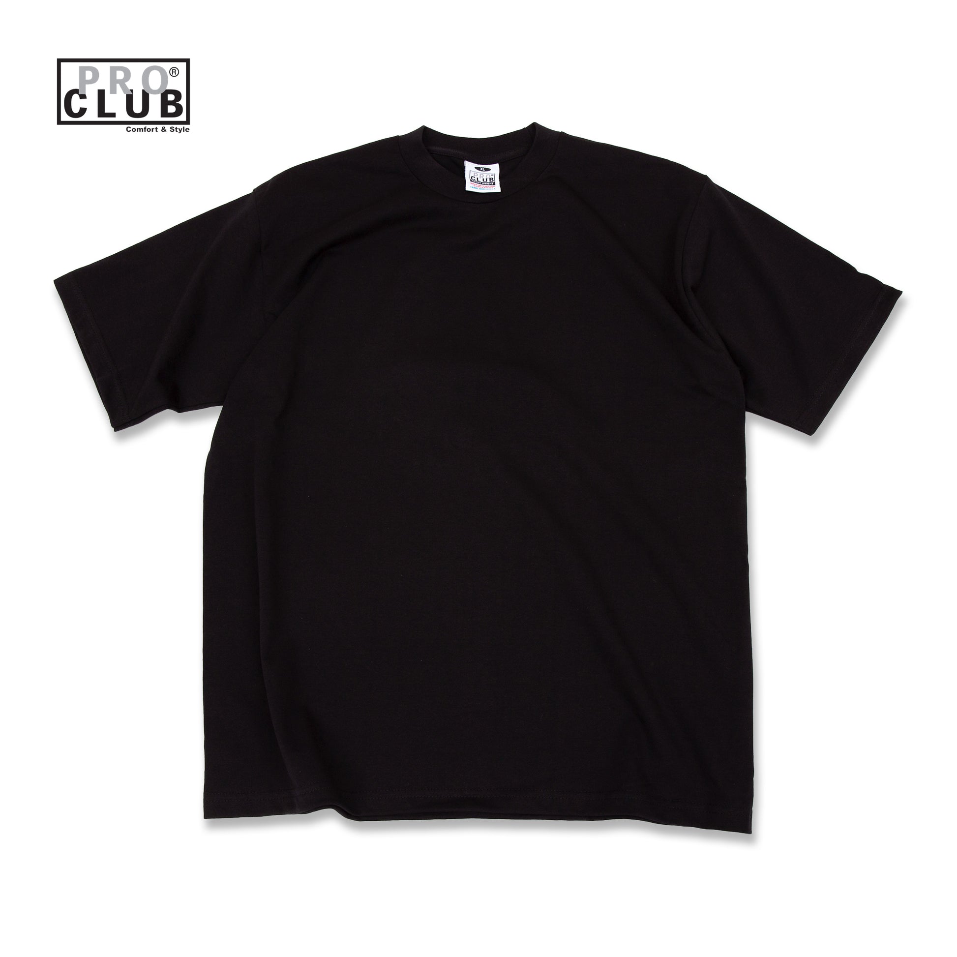 PROCLUB 6.5oz Heavyweight Short Sleeve Tee in Black — Heavyweight USA Cotton