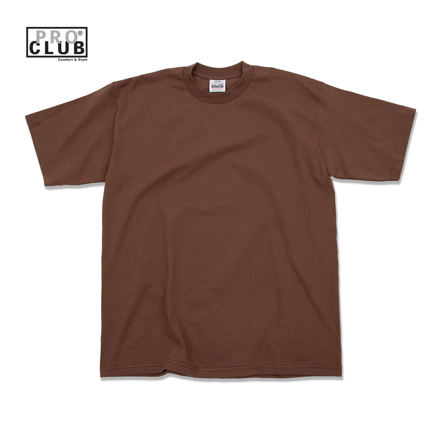 PROCLUB 6.5oz Heavyweight Short Sleeve Tee in Brown — Heavyweight USA Cotton
